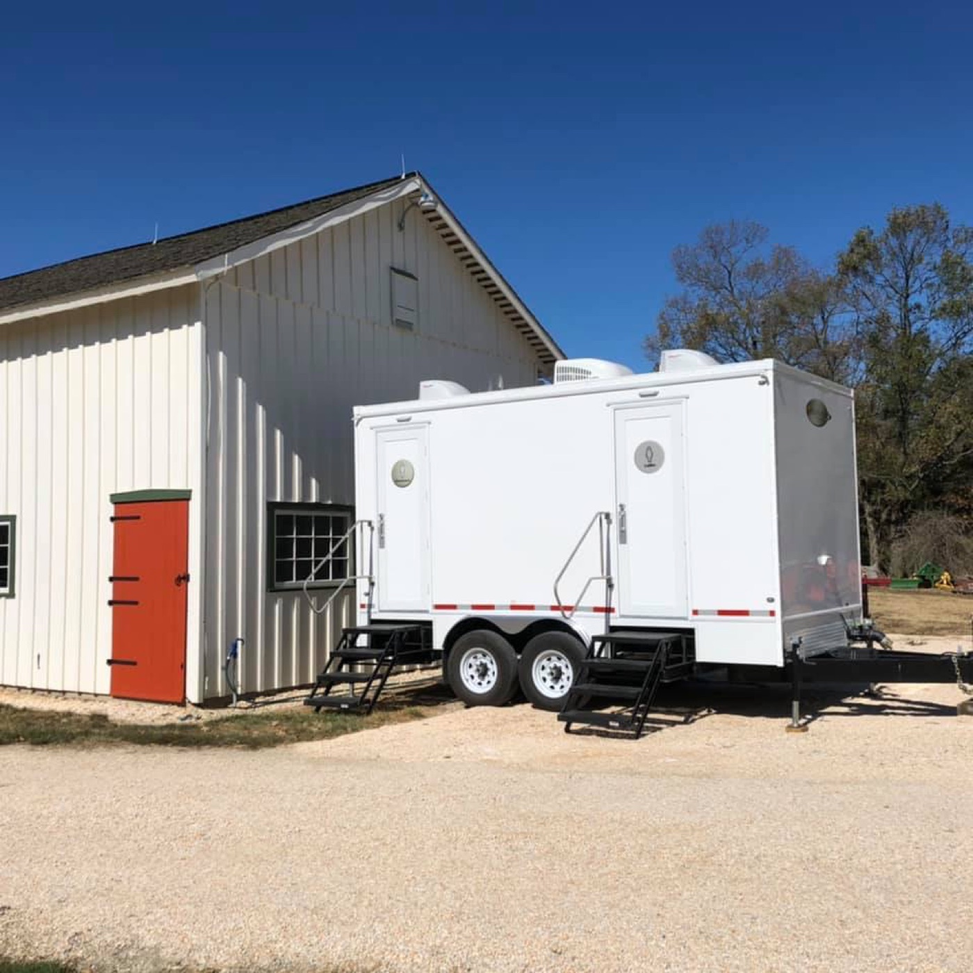 Clean Spot luxury restroom trailer set up at an Eastern Shore event
