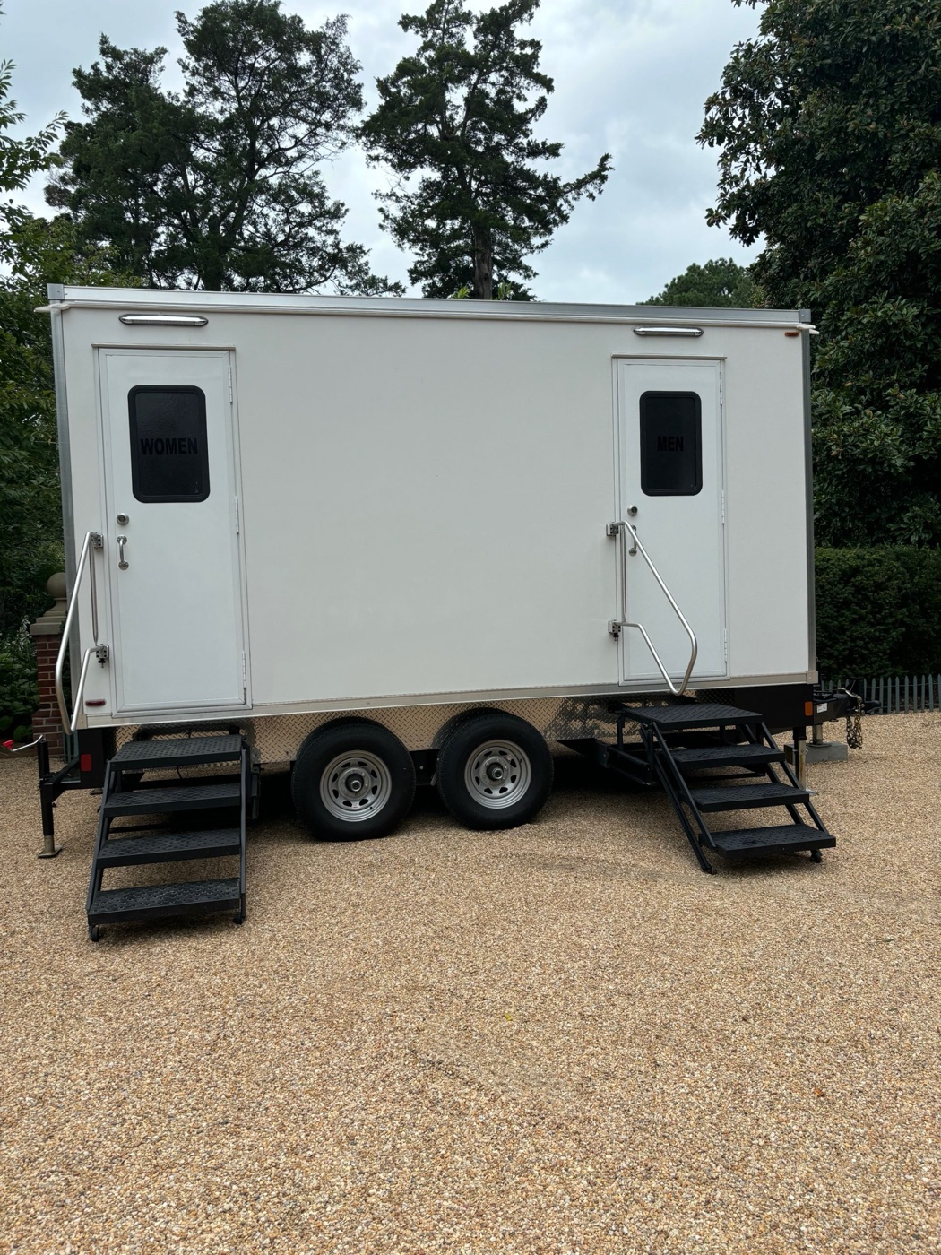 Clean Spot luxury restroom trailer set up at an Eastern Shore event
