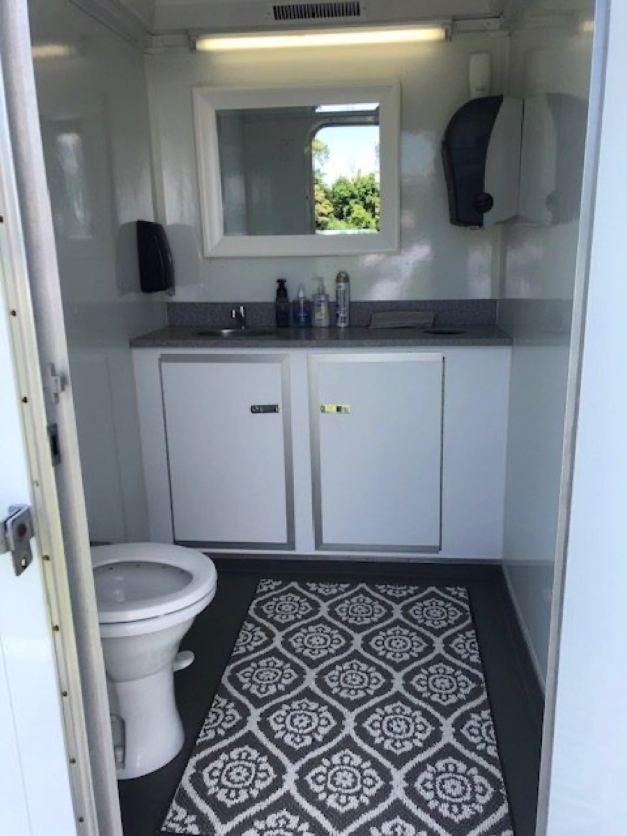 Interior of a Clean Spot luxury restroom trailer